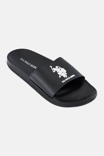 U.S. Polo Assn. حذاء سهل الارتداء بشعار العلامة التجارية للرجال، أسود