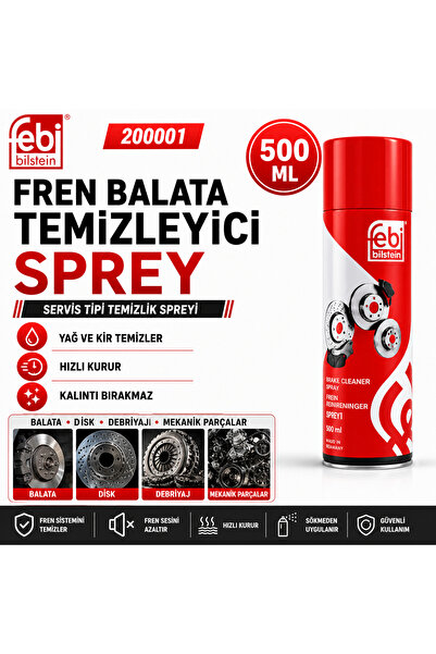 FEBİ 200001 Fren Balata Disk Debriyaj Temizleme Spreyi 500 ml Kalıntı Bırakma...