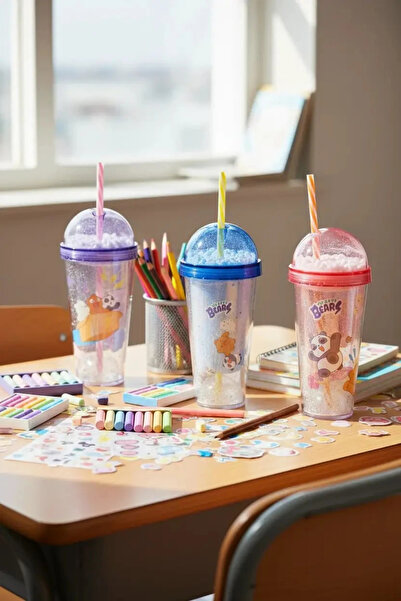 Miniso We Baby Bears Lisanslı Pipetli Plastik Şişe – Figür Detaylı ve Sızdırm...