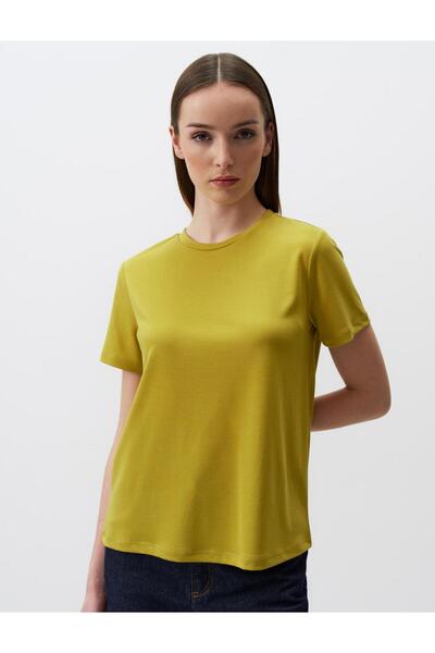 Jimmy Key Tricou tricotat de bază cu mânecă scurtă, cu decolteu drept, verde ...