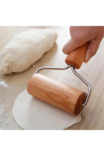 abnturk Ahşap Saplı Rulo Hamur Açıcı Pizza Börek Ve Mantı Hamuru Açma Silindir