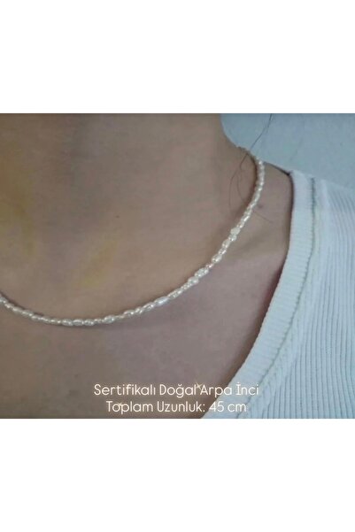 Taşmir 925 Ayar Gümüş Sertifikalı 3-4 mm gerçek doğal tatlı su arpa incisi ko...