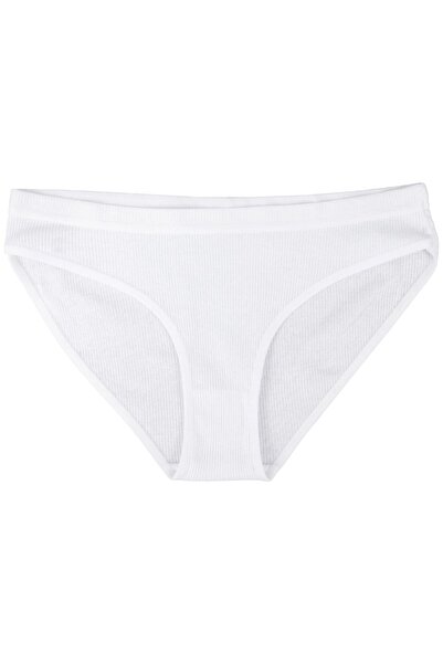 Kadın Pamuklu Fitilli Bikini Külot Seti - Beyaz