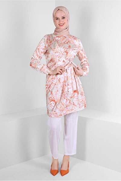 Alvina PATTERNED BINDING DETAIL SATIN TUNIC 43642