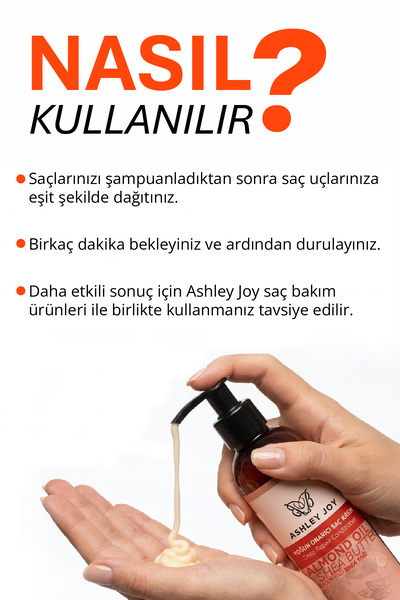 ASHLEY JOY Badem Yağı İçeren, İşlem Görmüş Yıpranmış Saçlara Özel Onarıcı Saç Kremi 250 ML