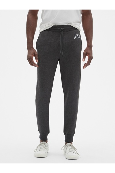 GAP Erkek Koyu Gri Logo Fleece Jogger Eşofman Altı