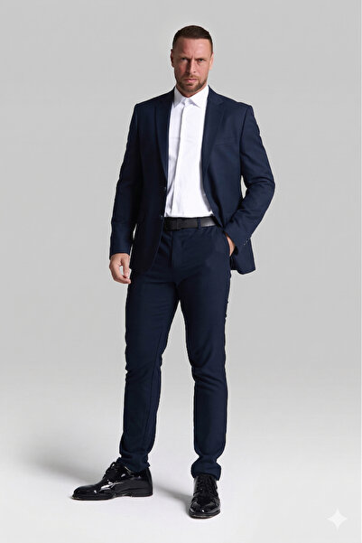 GustmanModa Dark Blue Slim Fit Suit