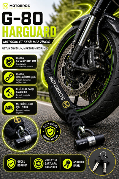 Motobros G-80 Harguard Galvanizli Motosiklet- Bisiklet Kesilmez 13mm Zincir V...