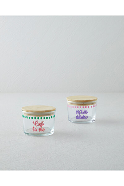 English Home Piatto Cest Cam 2'li Baharatlik 220 ml - 220 ml Pembe - Lila