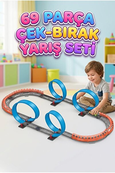 Tıfıl Toys 69 Parça Çek-Bırak Arabalı 360 Derece Çemberli İkili Dev Macera Ya...