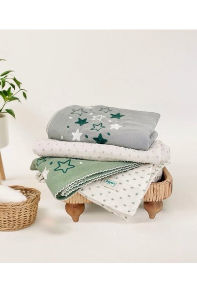 Zuppers Gray Pompom Baby Muslin Blanket - Blanket