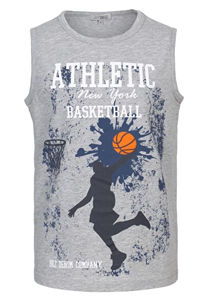 BRZ KIDS Tricou cu mânecă zero pentru băiat cu imprimeu baschet