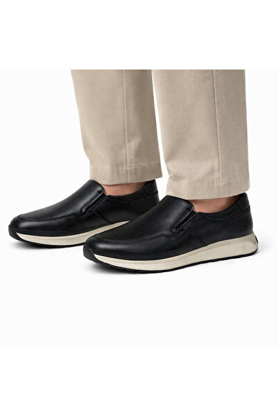 ÇBN SHOES Men's Black Genuine Leather Laceless Casual Shoes Light Sole Orthop...