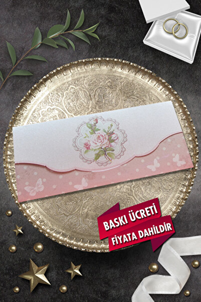 Cem Davetiye Düğün Nişan Nikah Kına Davetiyesi 3361 (100 ADET) Baskı Dahil
