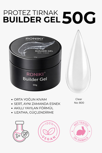 RONIKI Protez Tırnak Uzatma Jeli Clear Şeffaf 800 60g