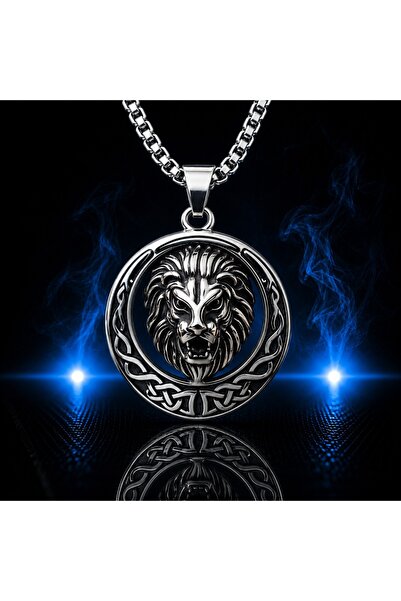 voyageaccessory Stainless Steel Viking Celtic Pattern Round Design King Lion ...
