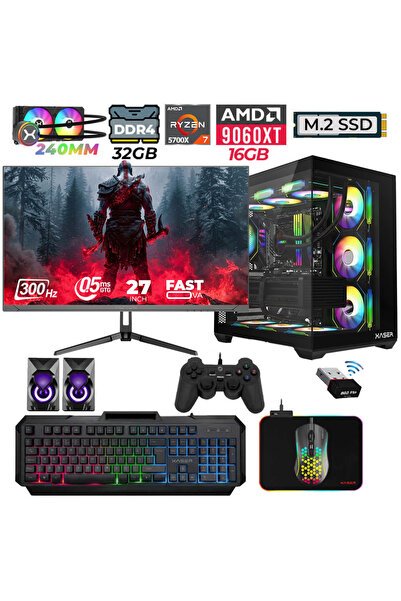 XASER Nova x40 Ryzen 7 5700X 32GB Ram 1TB M.2 NVMe SSD 16GB RX9060 XT Sıvı So...