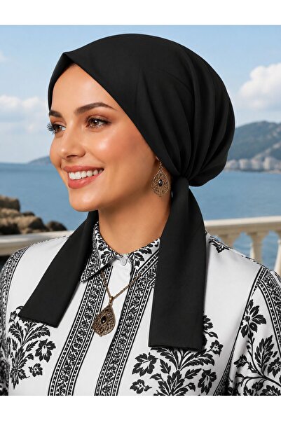 erasra class eşarp bone pamuklu kumaş kayma yapmaz siyah renk