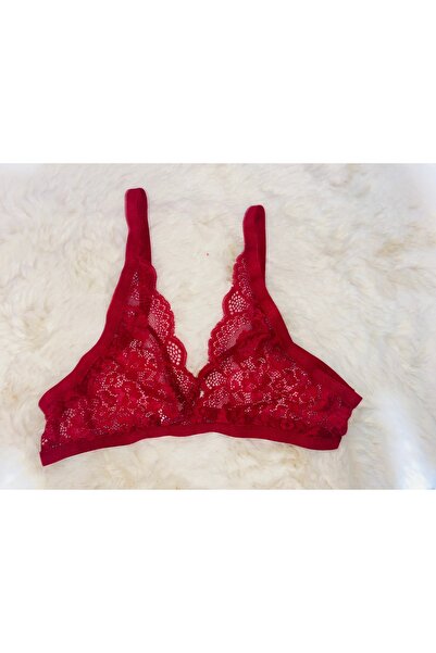 Markasız ucuz Açık Vişne Rengi Halka Detaylı Dantelli Bralet
