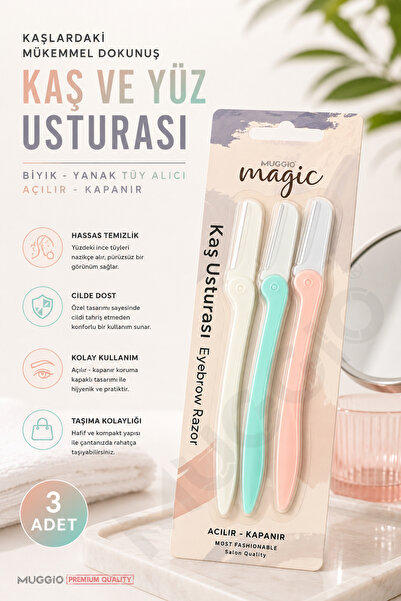 Muggio Açılır Kapanır Kaş ve Yüz Usturası 3 Adet