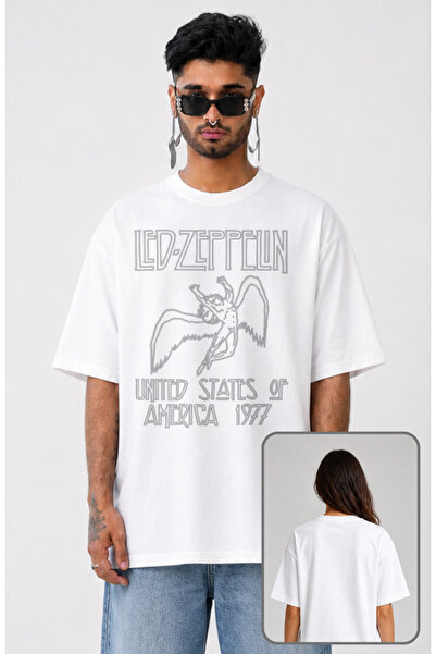 Fuddy Moda Led Zeppelin 1977 Štampano Unisex Oversize kroj majica