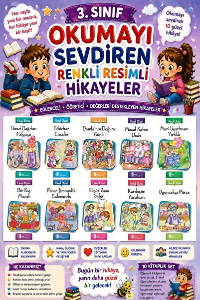 Ata Yayıncılık 3.Sınıf Okumayı Sevdiren Renkli Resimli Hikayeler 10 - 10 Kitap