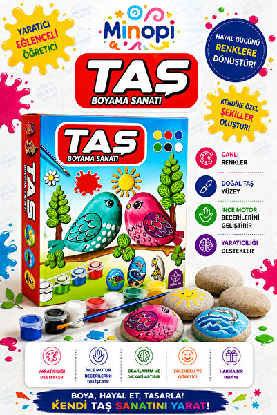 Minopi Taş Boyama Sanatı Taş Boyama Etkinlik Seti Eğitici Öğretici Set