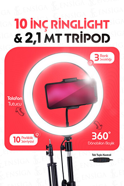 EN SİGA 10 Inç Ring Lıght 120 Led Influencer Youtuber Tiktok Telefon Tutucu M...