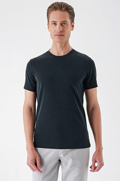 Efor Slim Fit Bisiklet Yaka Pamuklu Siyah Tişört Ts 880