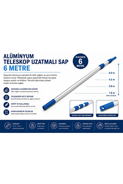 Ceymop Alüminyum Teleskop Uzatmalı Sap 6 Metre