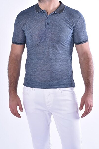 Efor Slim Fit %100 Pamuk Ribanalı Lacivert Polo Yaka Tişört TS 814