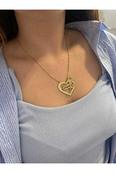 HIFA DIAMOND HANDMADE JEWELERY Canım Annem Yazılı Kalp & Çiçek Detaylı Kadın ...