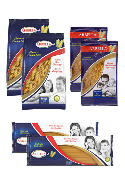 Arbella Glutensiz 6'lı Set Burgu Spagatti Arpa Şehriye 6 Paket Makarna Seti