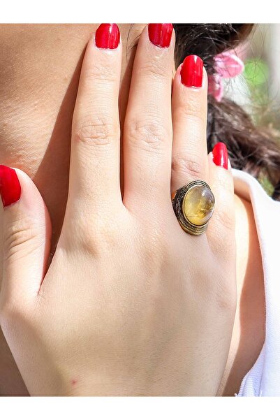 Natural Stone Citrine Natural Stone Woman Adjustable Ring euy1s2