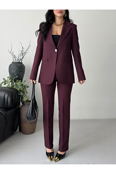 MRTGİYİMİSTANBUL Kadın Blazer Takım Elbise – Dar Paça Pantolon, Şık Ofis ve G...