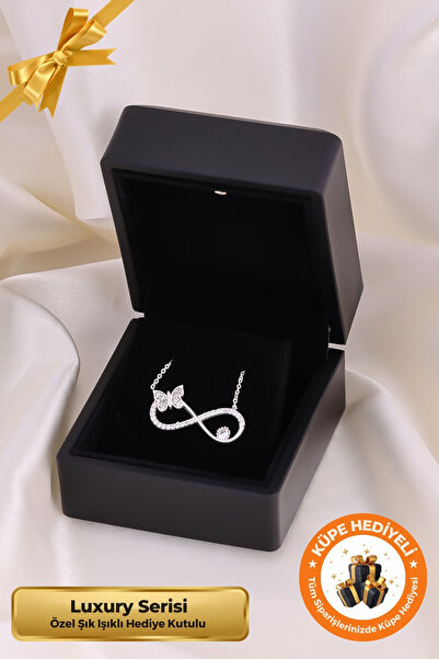 Lucente Jewellery Işıklı Hediye Kutulu Kelebekli Sonsuzluk 925 Ayar Gümüş Kap...