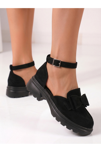 Zaira Pantofi casual dama negri din piele ecologica intoarsa Maris #24995 - 39