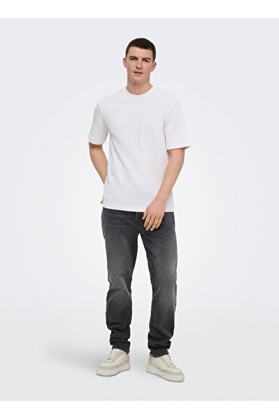 Only & Sons Gri Erkek Dar Taşlamalı Denim Pantolon 22038626 ONSYOKE TAPERED B...