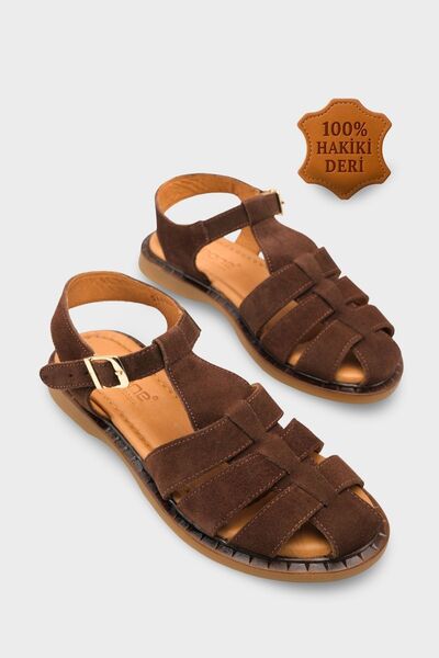Capone Outfitters Корин Дамски гладиаторски сандали от естествен велур с раве...