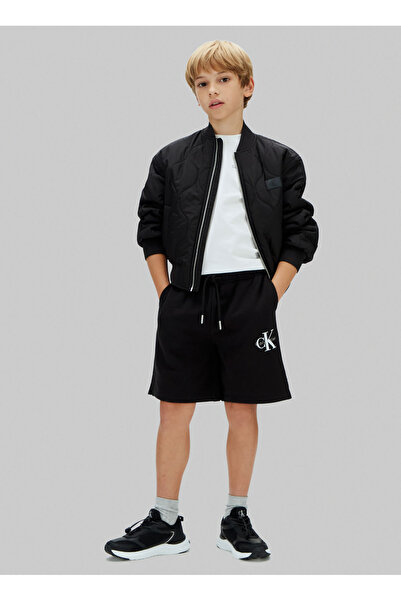 Calvin Klein Siyah Erkek Çocuk Rahat Baskılı Şort IU0IU00723BEH