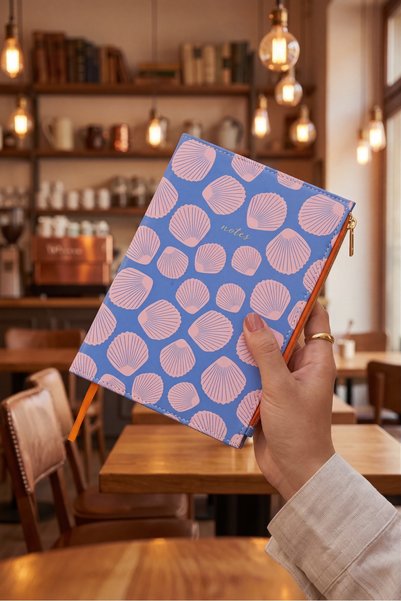 Daks Seashell Patterned Gift Notebook & Agenda with Zipper Pocket A5 - 96 Pages - Lined
