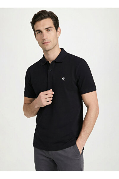 Fabrika Siyah Erkek Slim Fit Polo T-Shirt F5SM-TST 2779 N