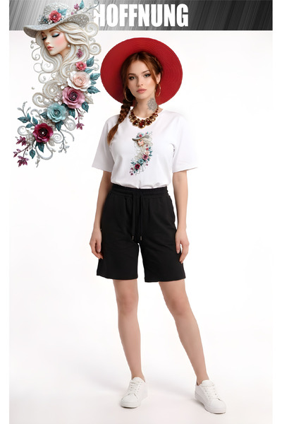 HOFFNUNG Unisex Casual Short Sleeve Set with Red Butterfly Print Outdoor Spri...