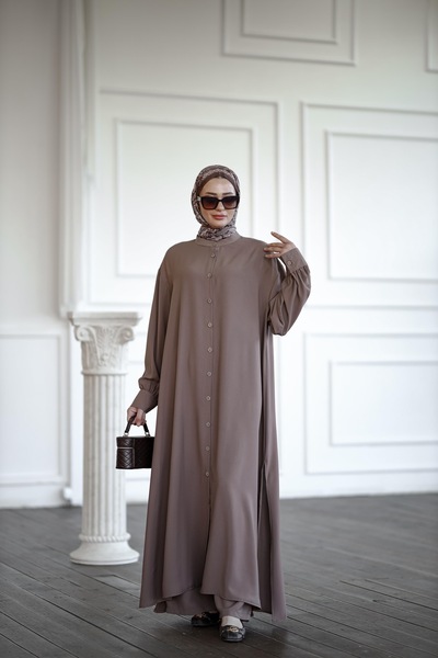 NS Moda Tesettür İnci Takım Vizon-Model 576