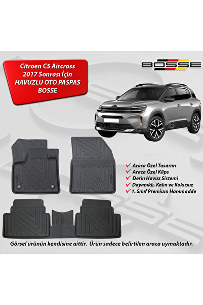 BOSSE Citroen C5 Aircross Paspas Araca Özel 2019 Sonrası Paspas 3D Havuzlu