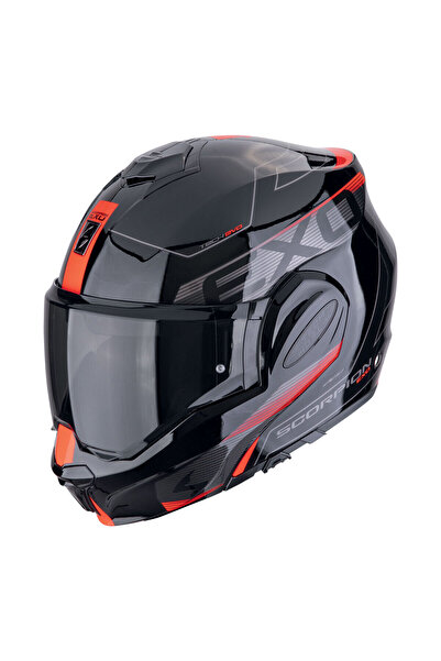 Scorpion Exo-Tech Evo Traveller Çene Açılabilir Motosiklet Kaskı Siyah Kırmızı