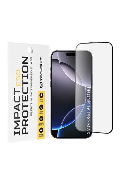 Techsuit Protector de ecran pentru iPhone 16 Pro Max - Sticlă ESD - Negru