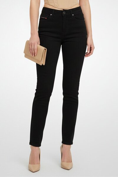 Diesel Women Super Skinny Fit Plain Stretchable Skinny Leg Jeans, Black