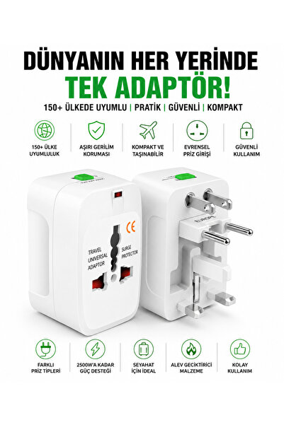 BLUE İNTER Evrensel Uluslararası Fiş Adaptörü Bağlantı Noktası Dünya Seyahat ...