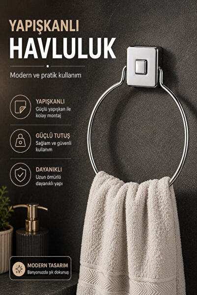 Sas Haus Delmeye Son Yapışkanlı Banyo Mutfak Havluluk Askısı Krom Y-612